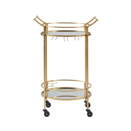 Round Gold Metal Bar Cart