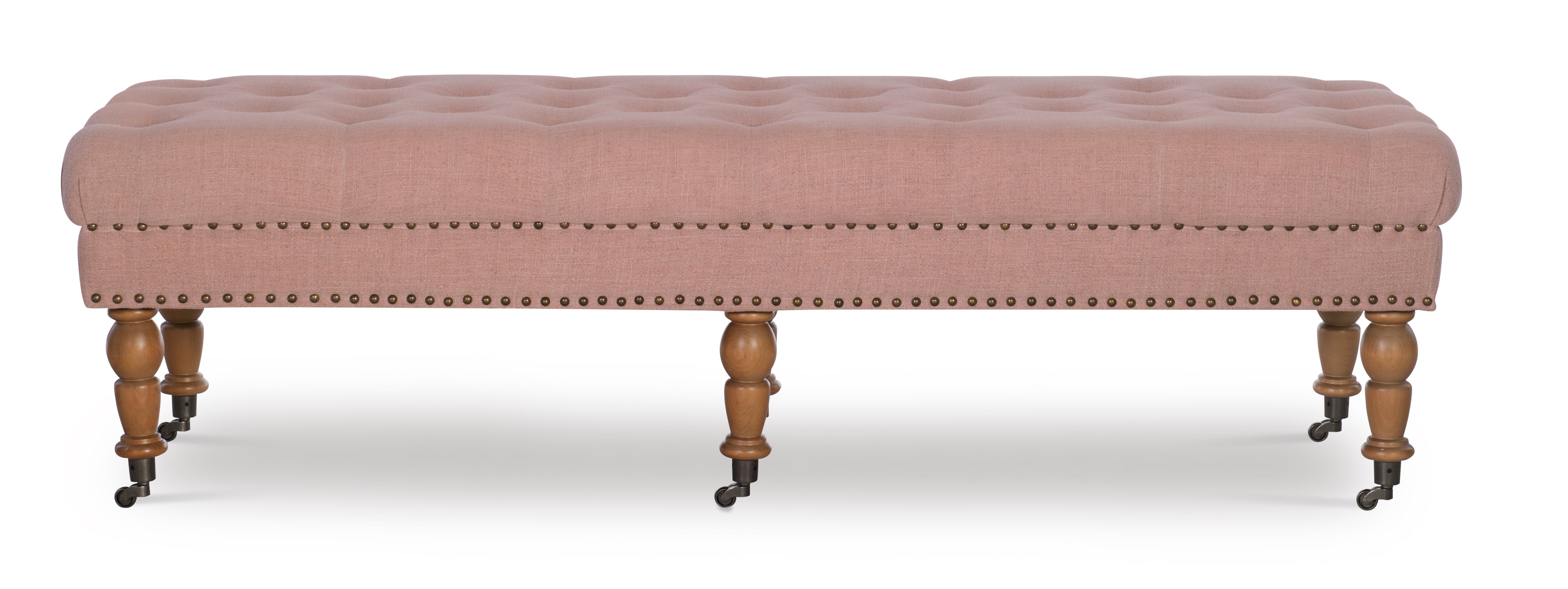 Isabelle Washed Pink Linen 62 Inches Bench