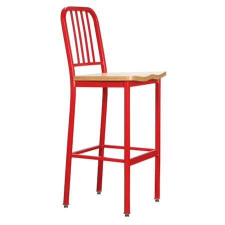 Metal Barstool W/ Wood Seat Set Of 2