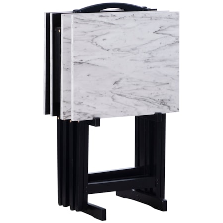 White Faux Marble Tray Set