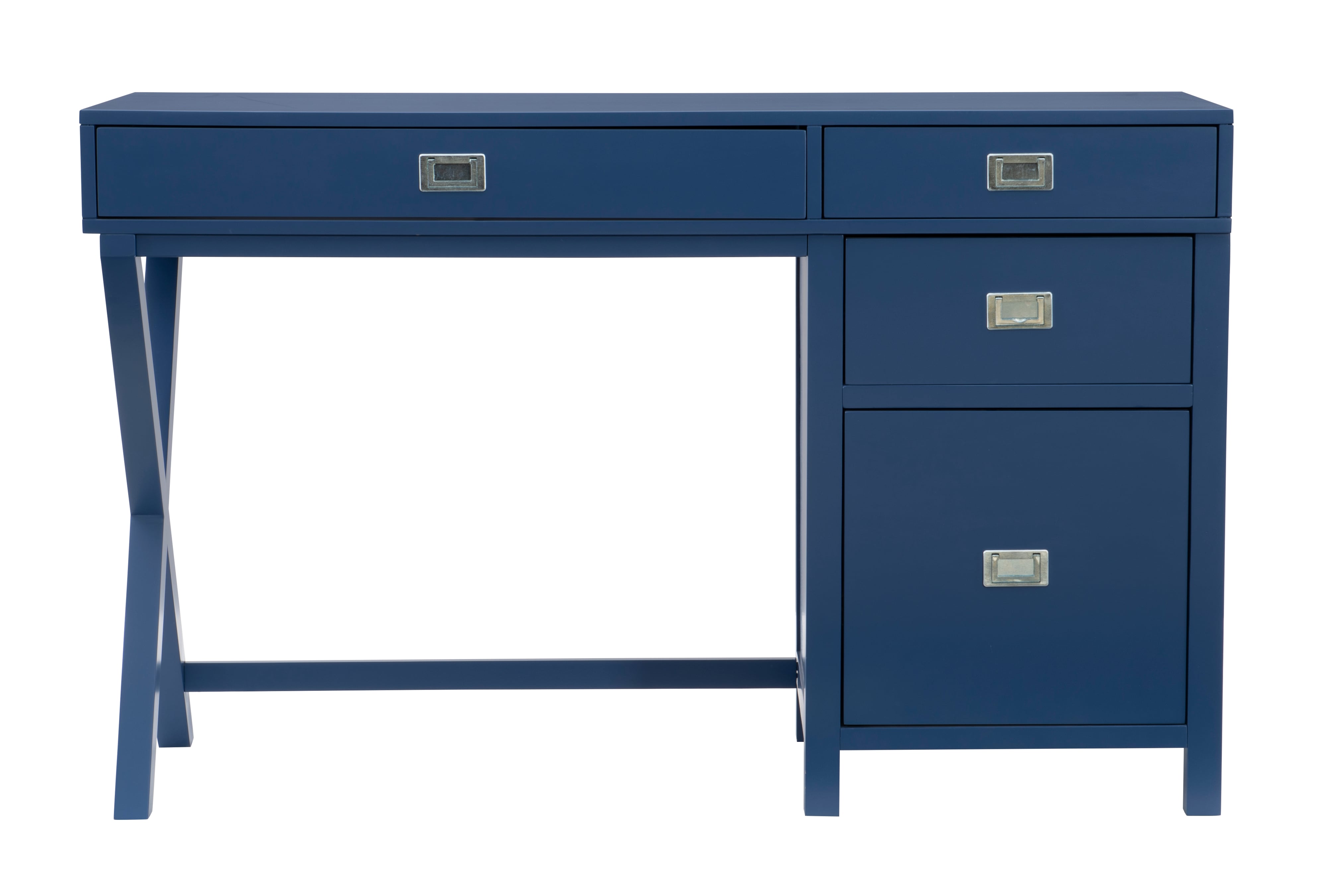 Navy Blue 4-Drawer Side Storage Desk
