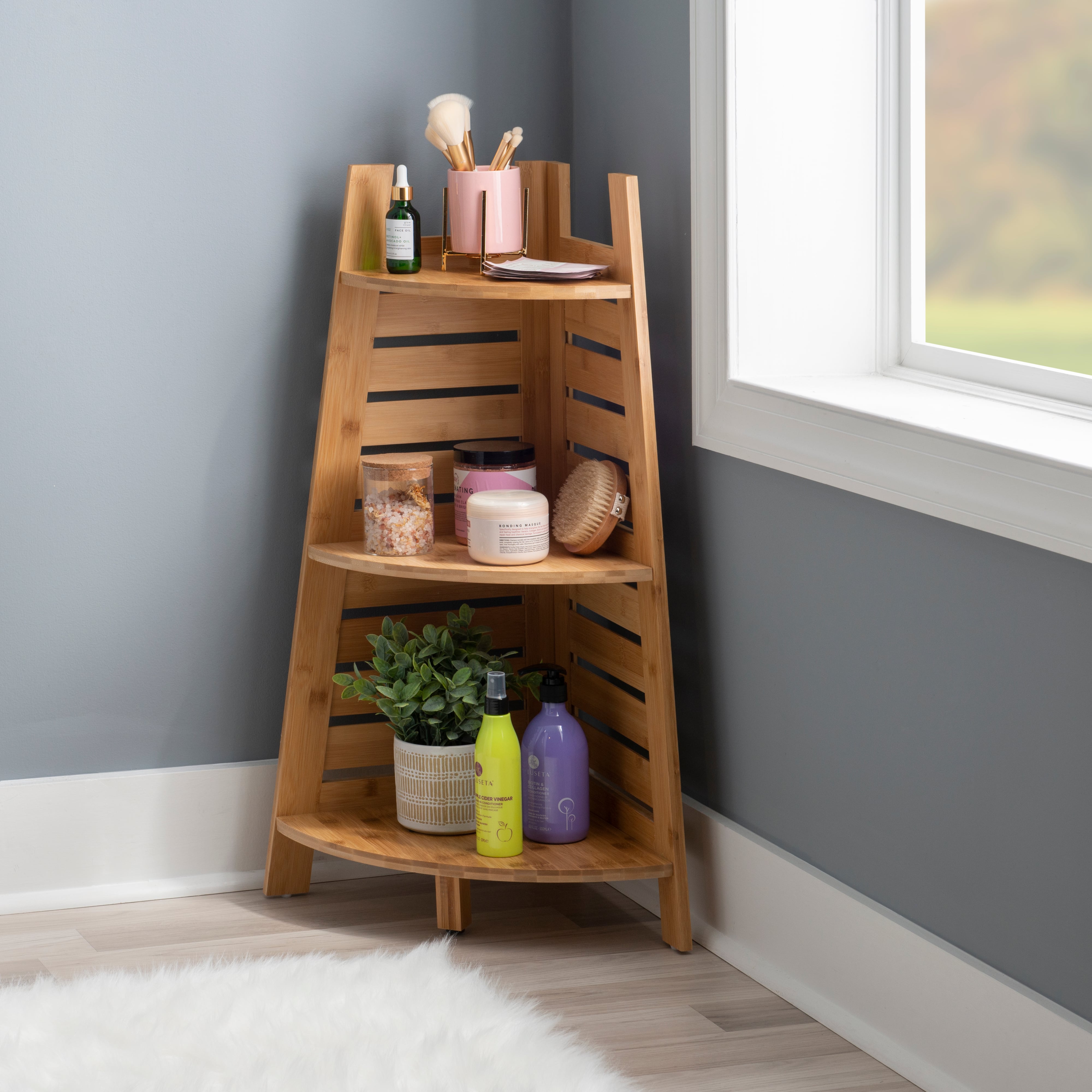 Linon Bracken Bracken Bamboo Corner Shelf