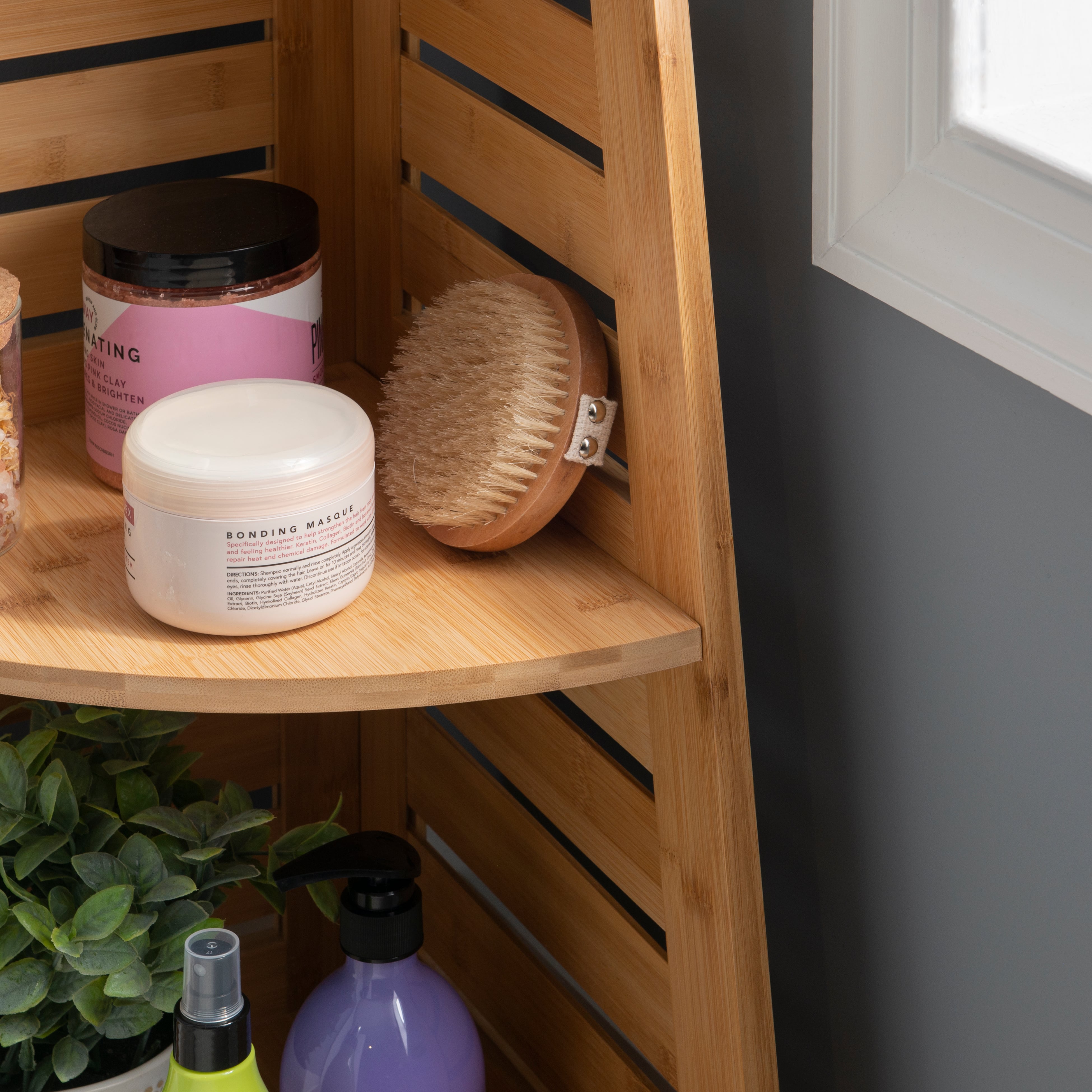 Linon Bracken Bracken Bamboo Corner Shelf