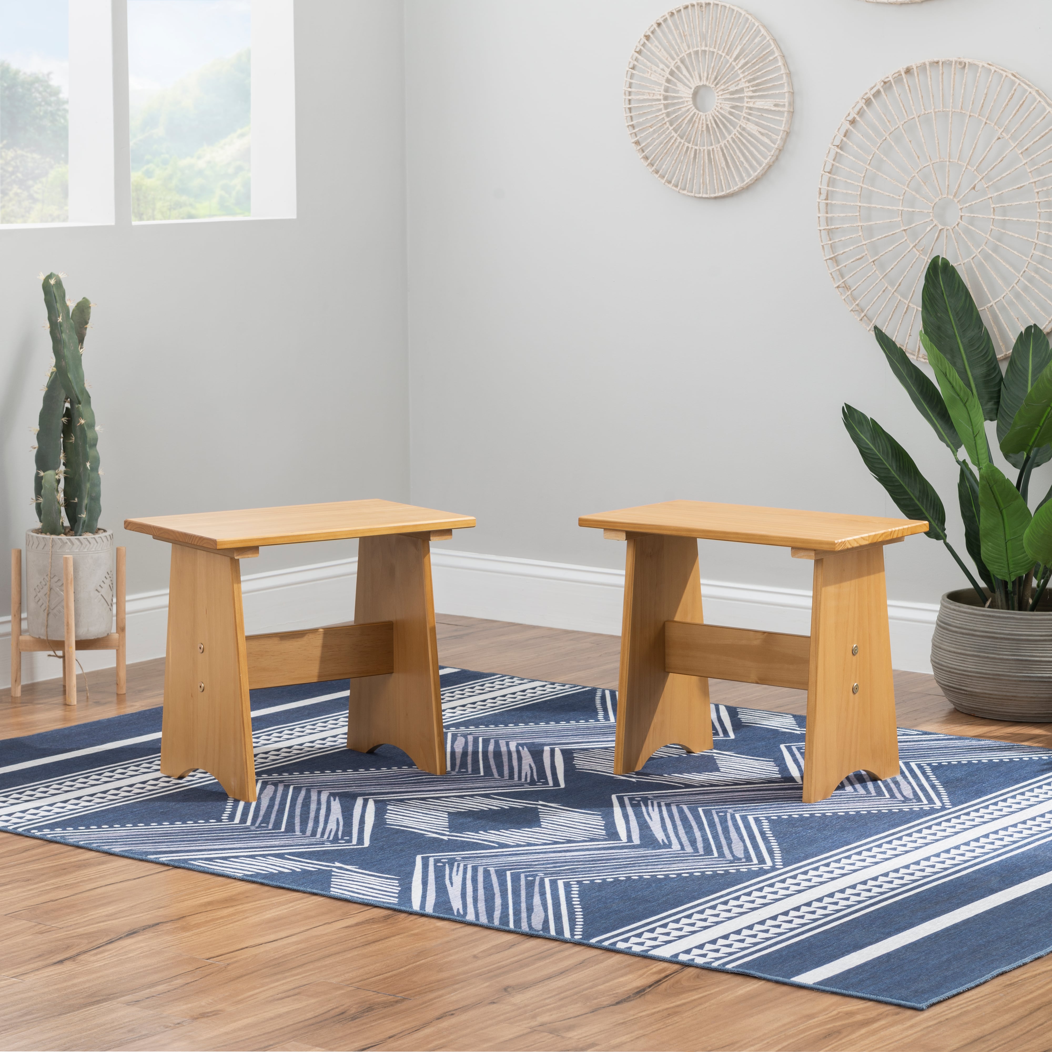 Small Backless Benches (Set of 2)