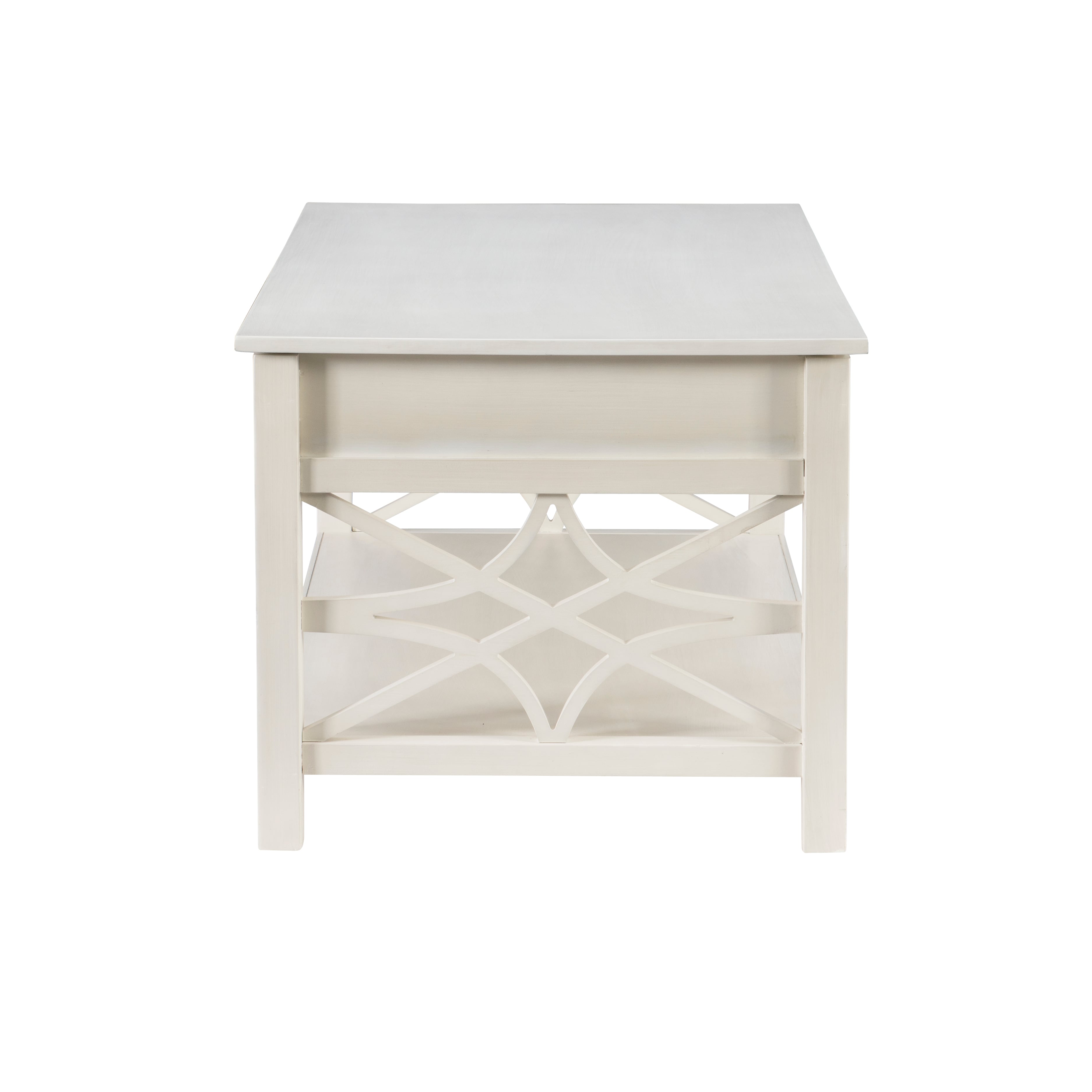 White Lift-Top Coffee Table with Storage