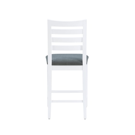 White Counter Stool with Upholstered Seat