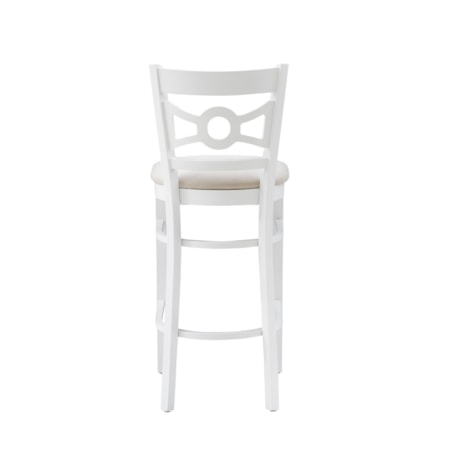 White Barstool with Upholstered Seat