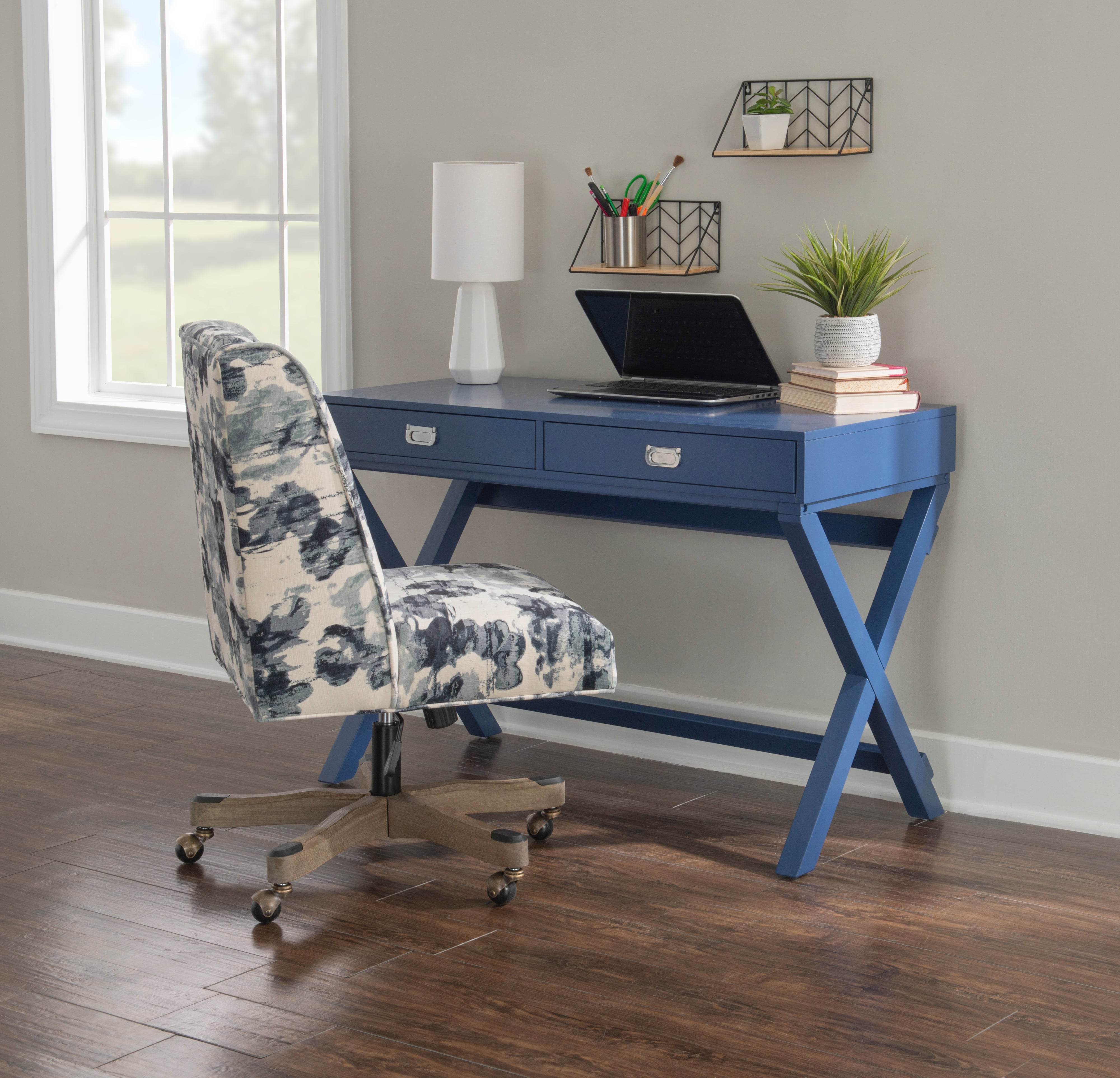 Grey 2-Drawer Writing Desk