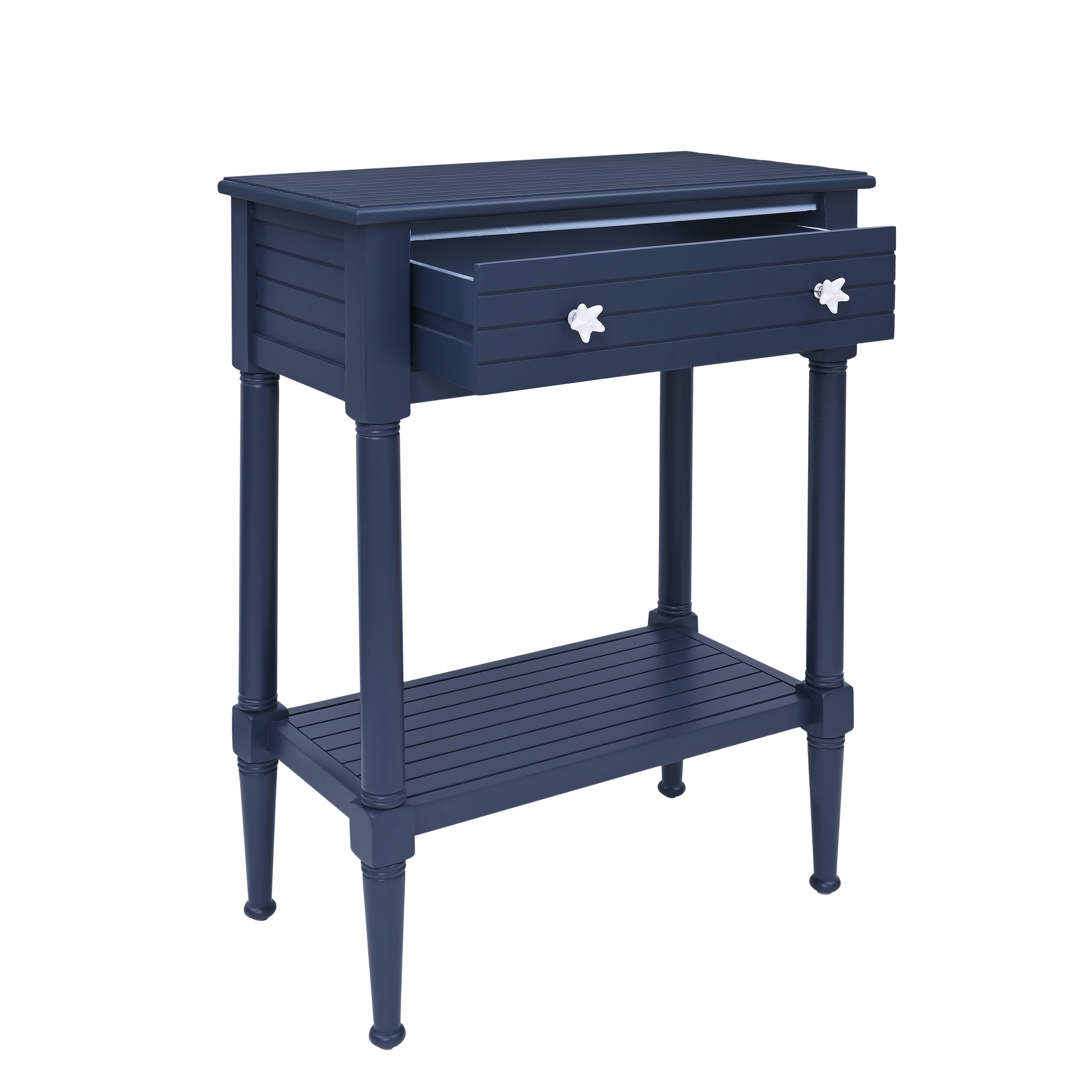 Navy Blue Accent Table with Storage