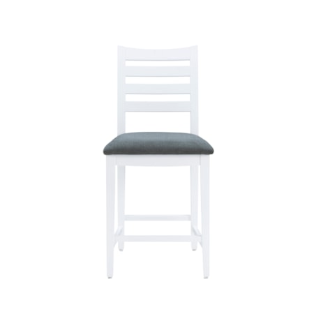 White Counter Stool with Upholstered Seat