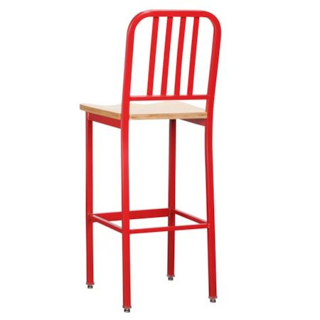 Metal Barstool W/ Wood Seat Set Of 2