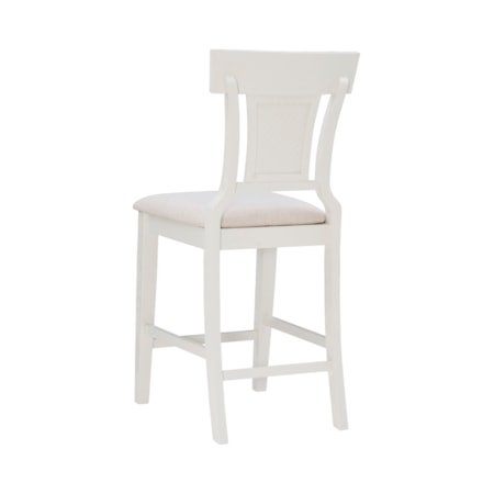 White Upholstered Counter Stool