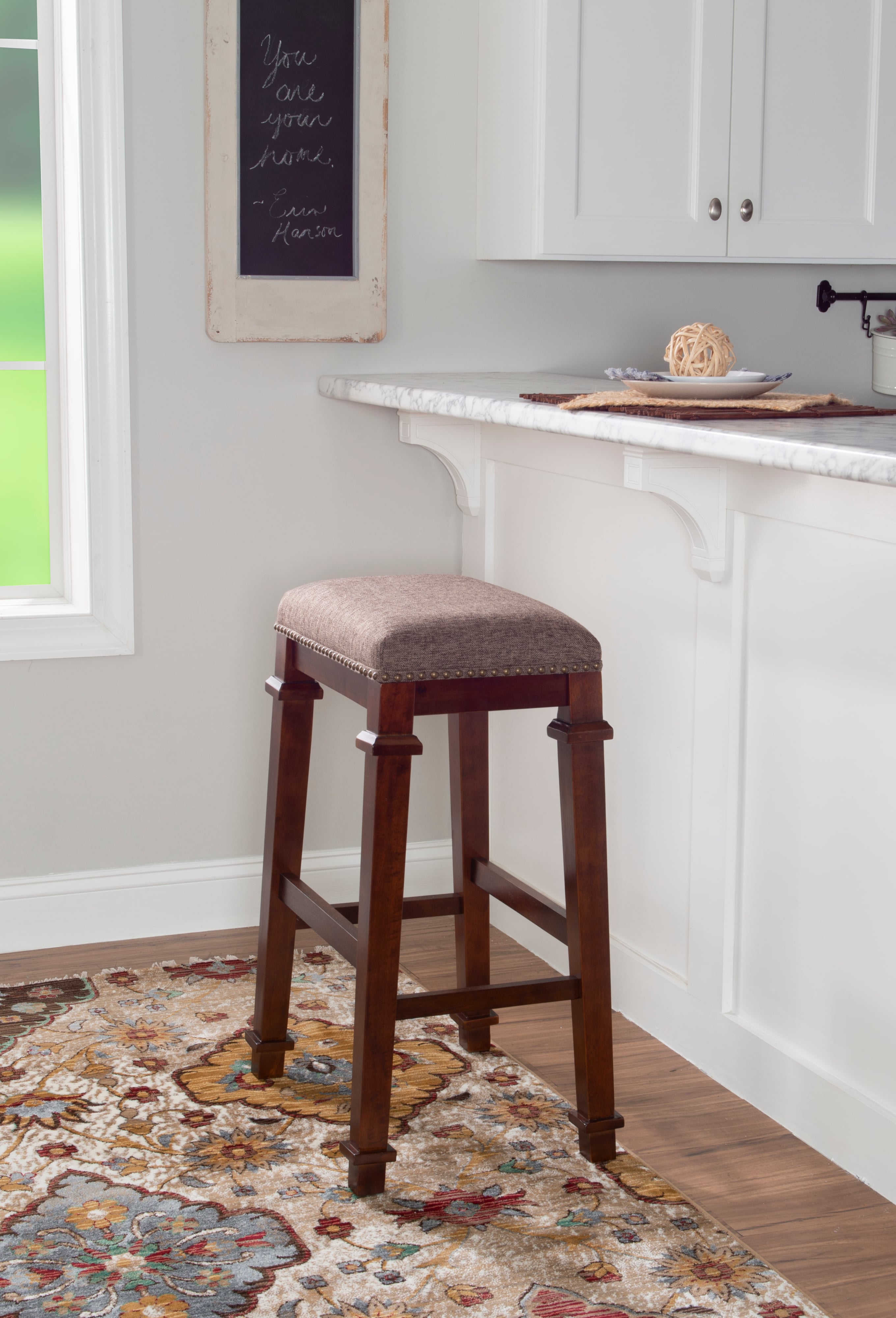 Backless Tweed Bar Stool