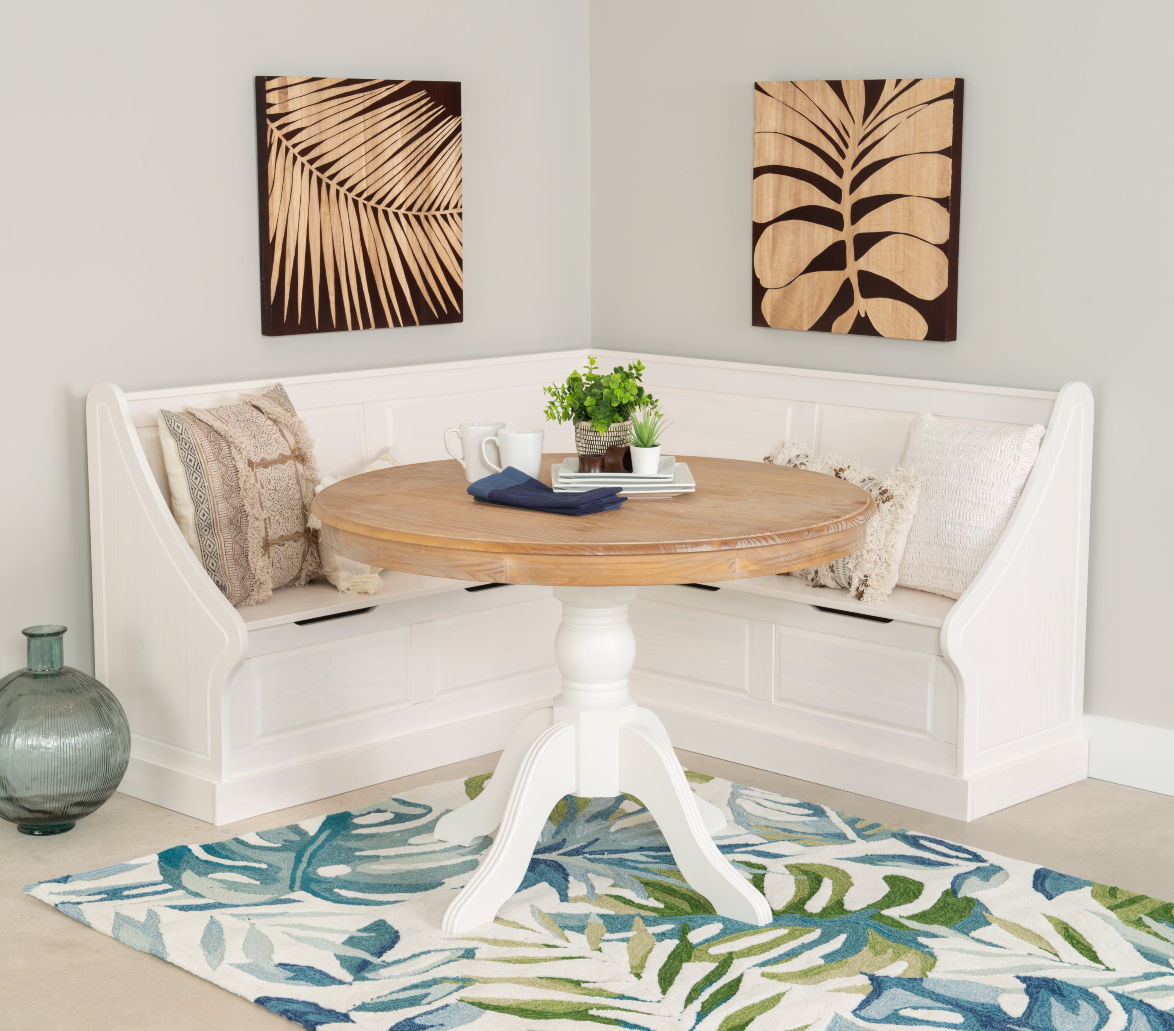 Tobin Corner Breakfast Nook Set, White