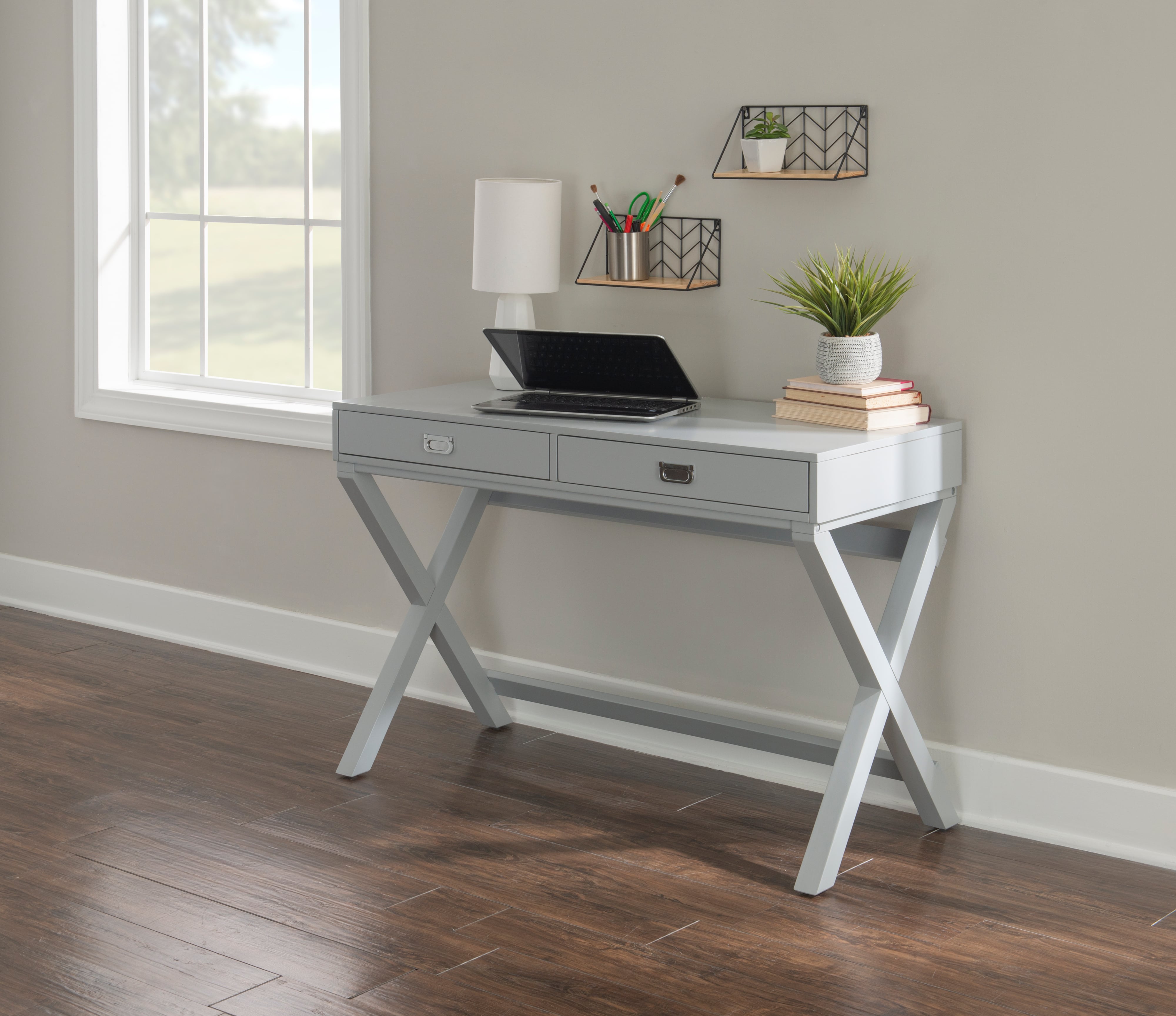 White 4-Drawer Side Storage Desk