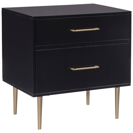 Gwyneth Glam Black 2 Drawer Night Stand