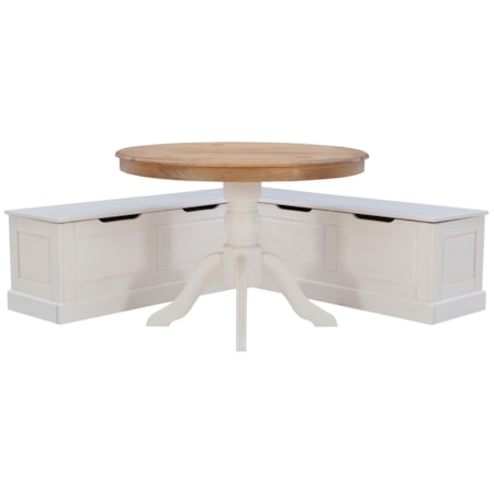 Tobin Backless Corner Nook Set, White