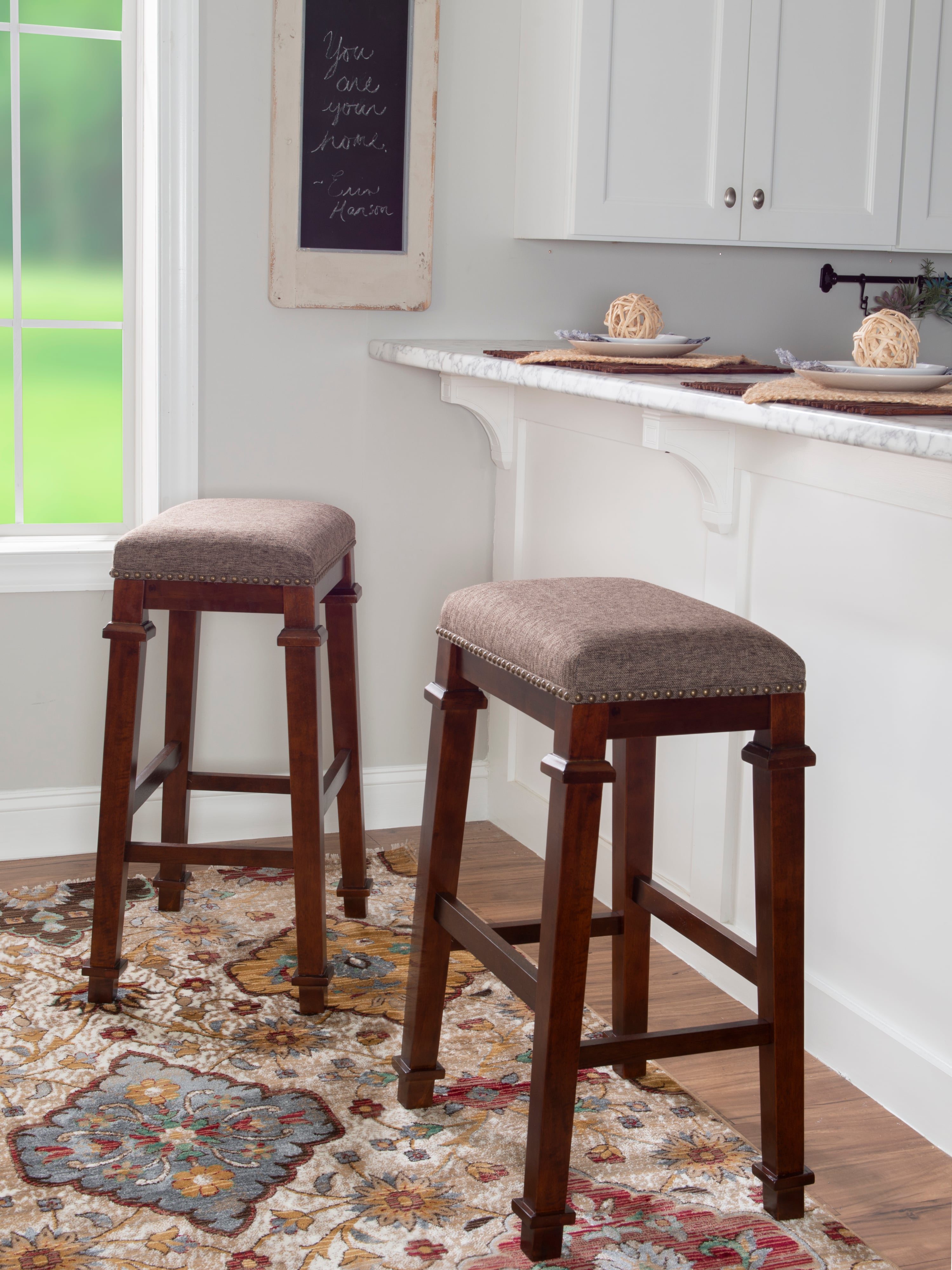Backless Tweed Bar Stool