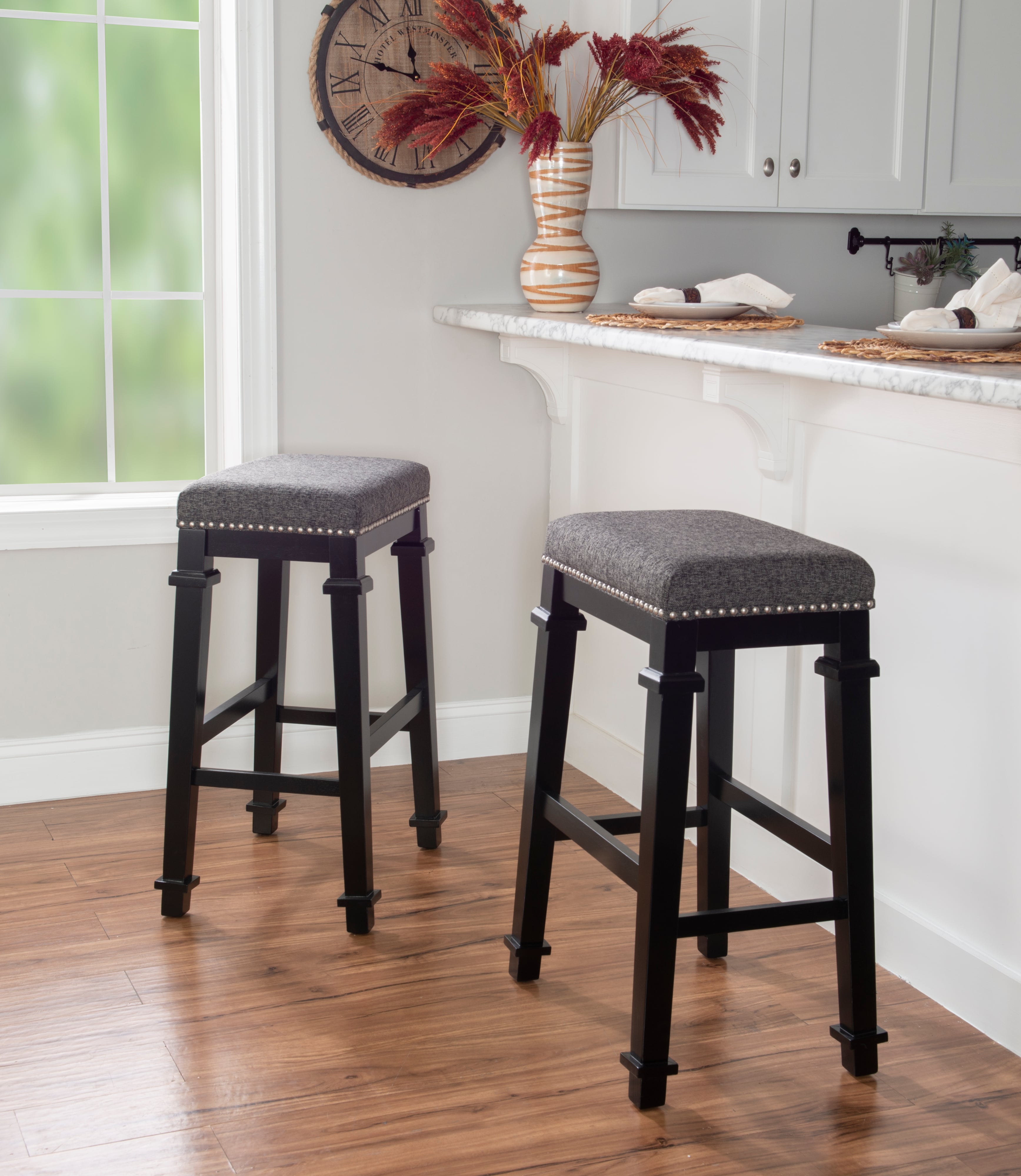 Backless Tweed Bar Stool