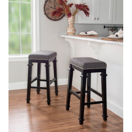 Backless Tweed Bar Stool