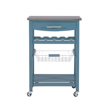 Kitchen Island Blue Stainless Steel Top