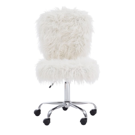 White Faux Fur Armless Office Chair