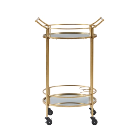 Round Gold Metal Bar Cart