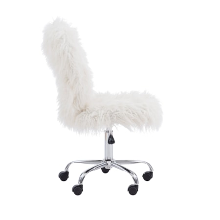 White Faux Fur Armless Office Chair