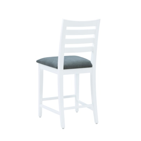 White Counter Stool with Upholstered Seat