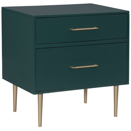 Gwyneth Glam Dark Grn 2 Drwr Night Stand