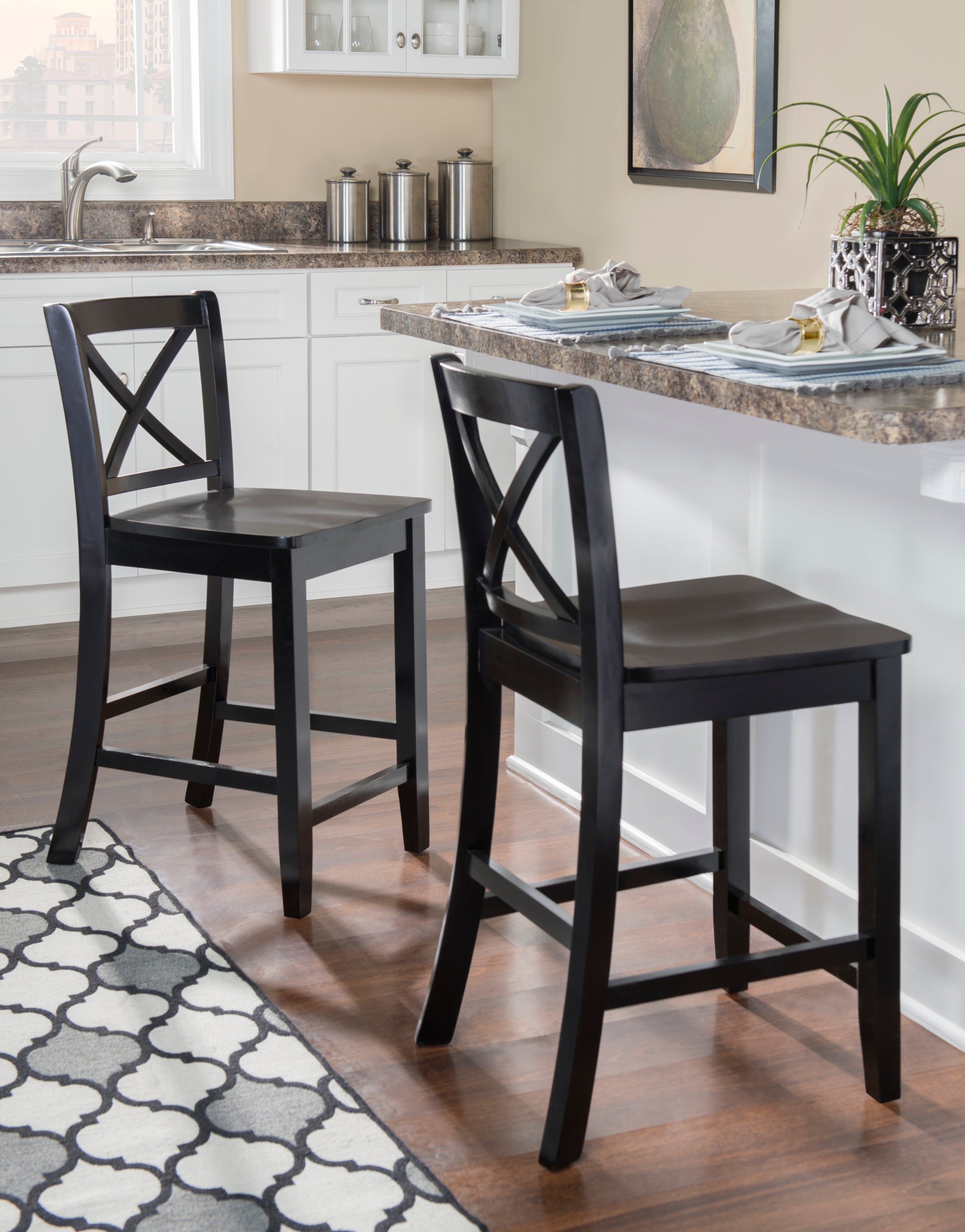 Linon Linon Black X-Back Counter Stool