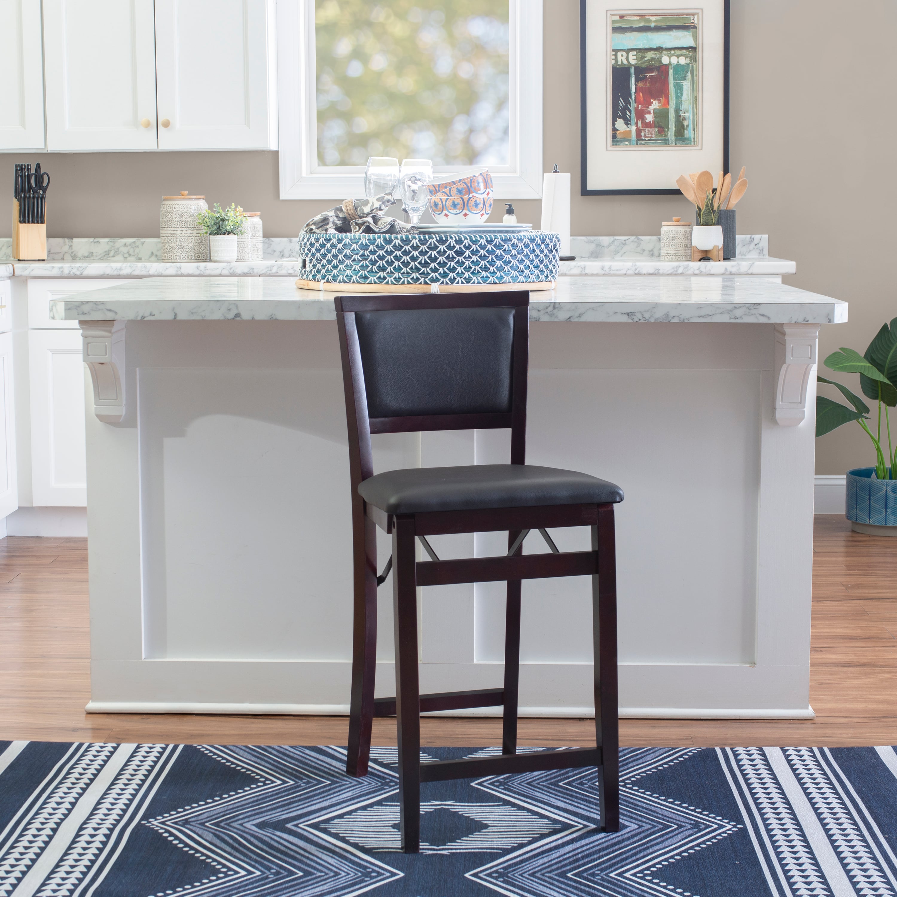 Linon Triena Pad-Back Folding Counter Stool