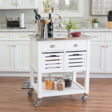 Transitional Wood Kitchen Cart