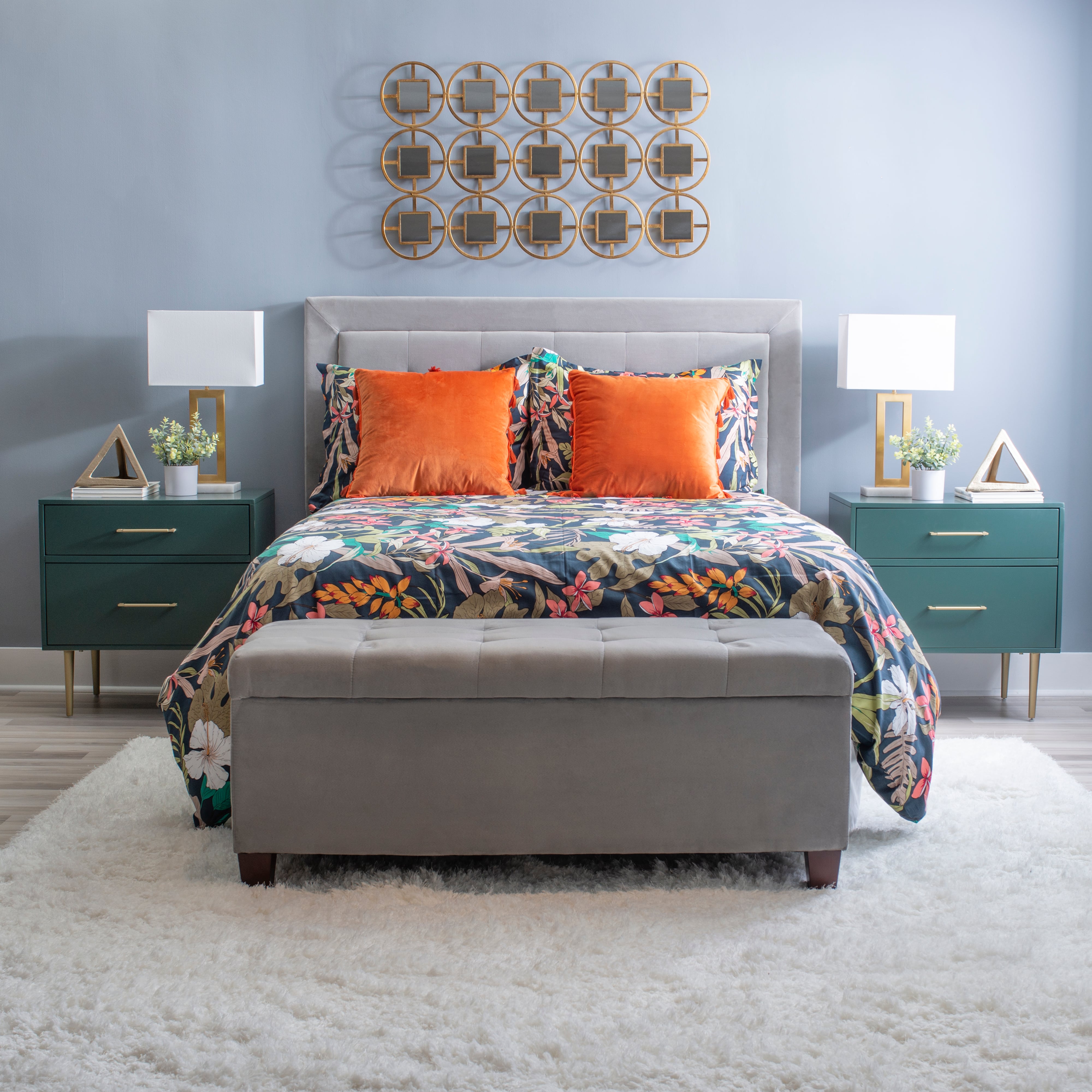 Linon GLORIA Gwyneth Glam Dark Grn 2 Drwr Night Stand