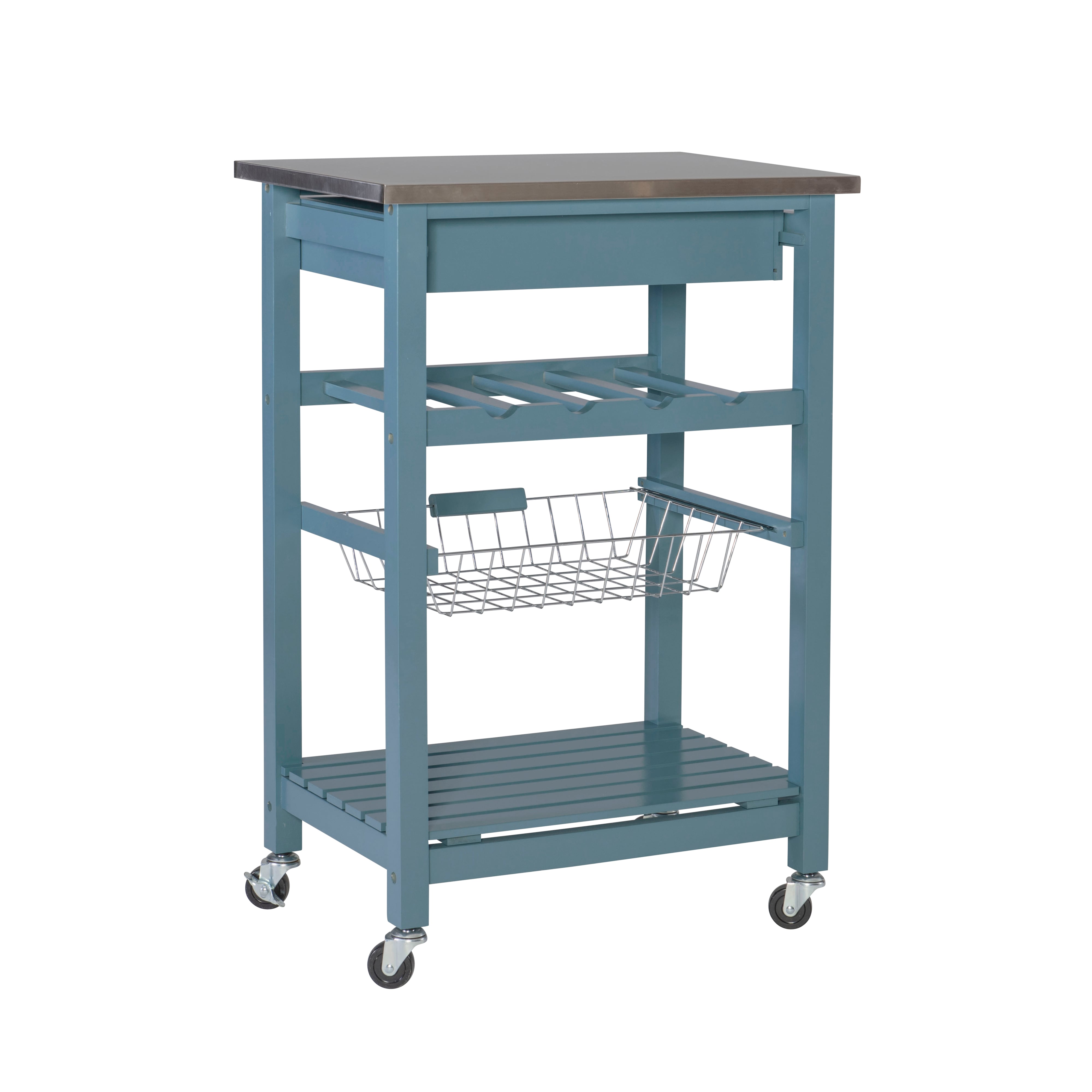 Kitchen Island Blue Stainless Steel Top