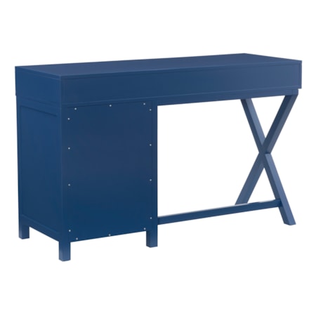 Navy Blue 4-Drawer Side Storage Desk