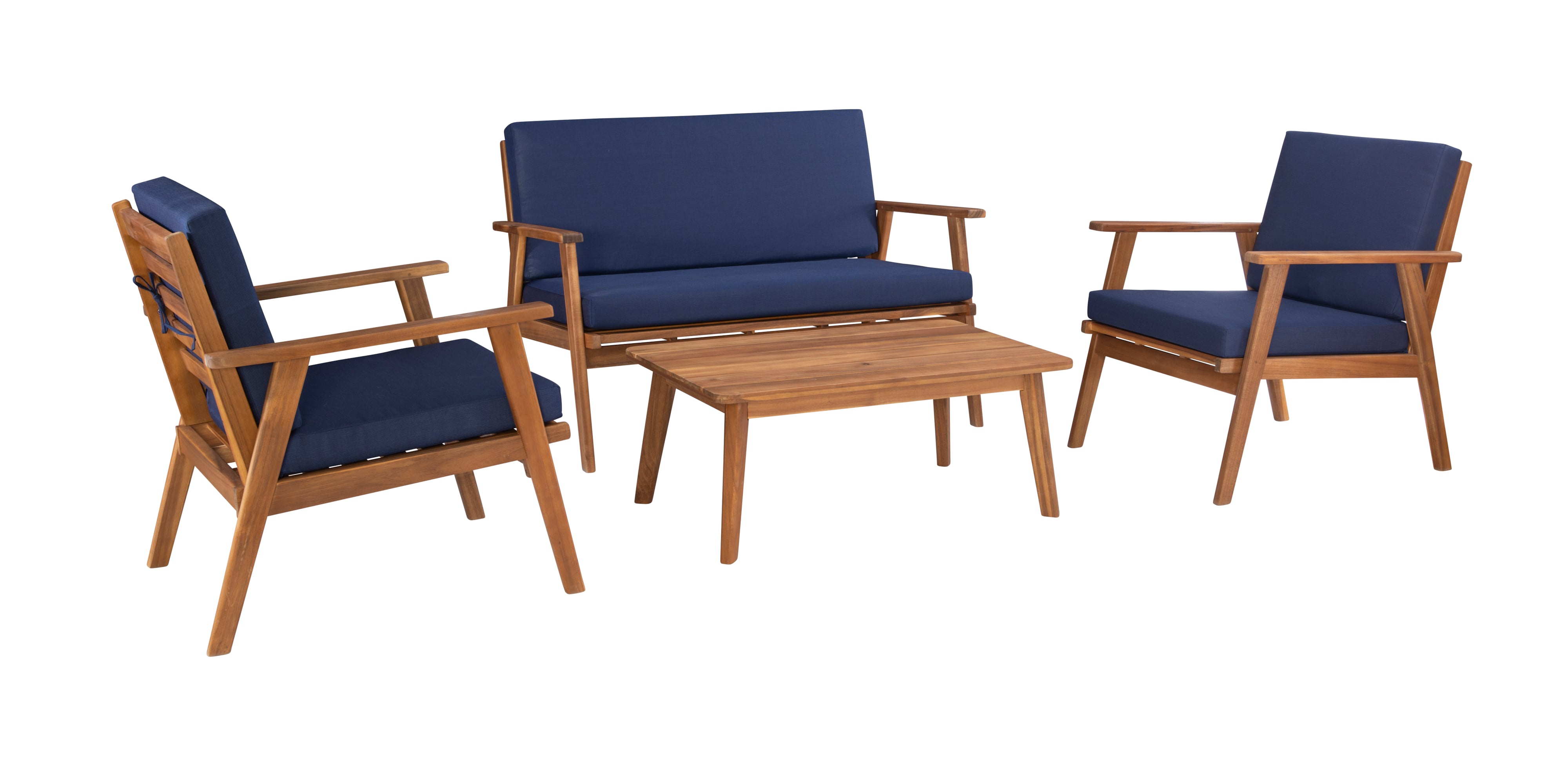 Blue Outdoor Set with Wooden Frame