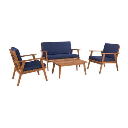 Blue Outdoor Set with Wooden Frame