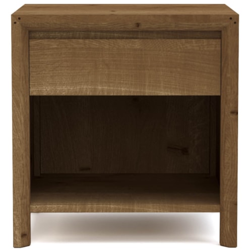 Rustic Oak 1-Drawer Nightstand with Open Shelf