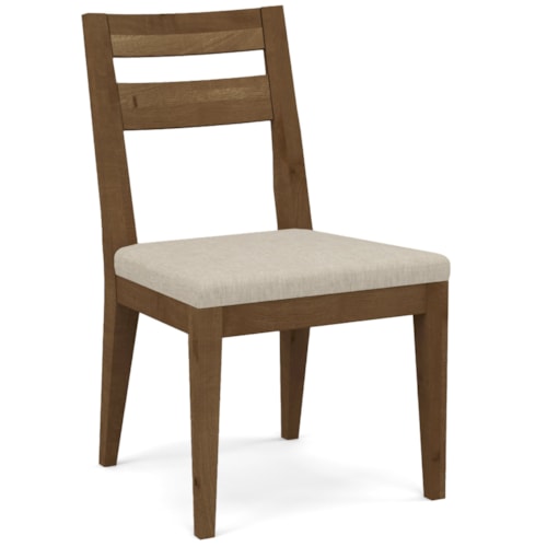 Rustic Oak Dining Chair with Upholstered Seat