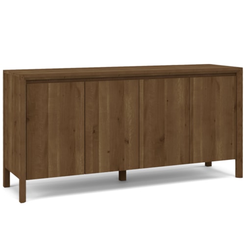Rustic Oak 4-Door Cabinet with Adjustable Shelves