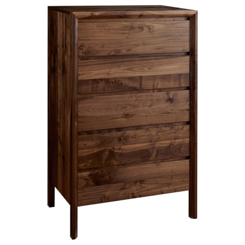 Rustic Walnut 5-Drawer Tall Bedroom Chest