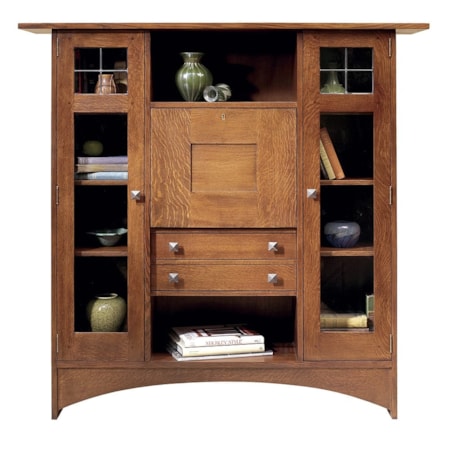 Ellis Fall-Front Bookcase with Glass Doors