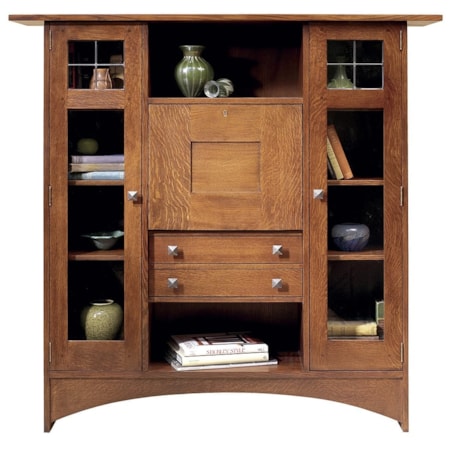 Ellis Fall-Front Bookcase with Glass Doors