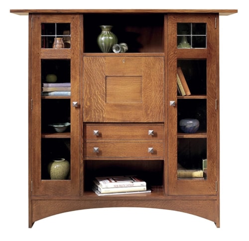 Ellis Fall-Front Bookcase with Glass Doors
