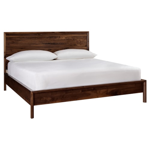 Rustic Walnut Low-Profile Queen Bed