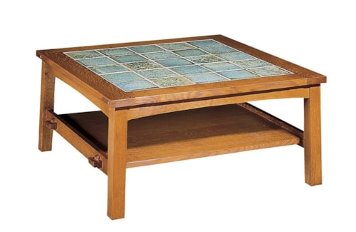 Mission Tile Top Cocktail Table with Shelf