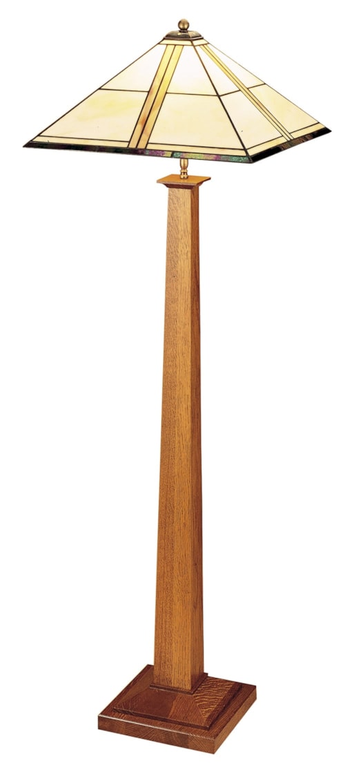 Square Base Floor Lamp with Art Glass Shade