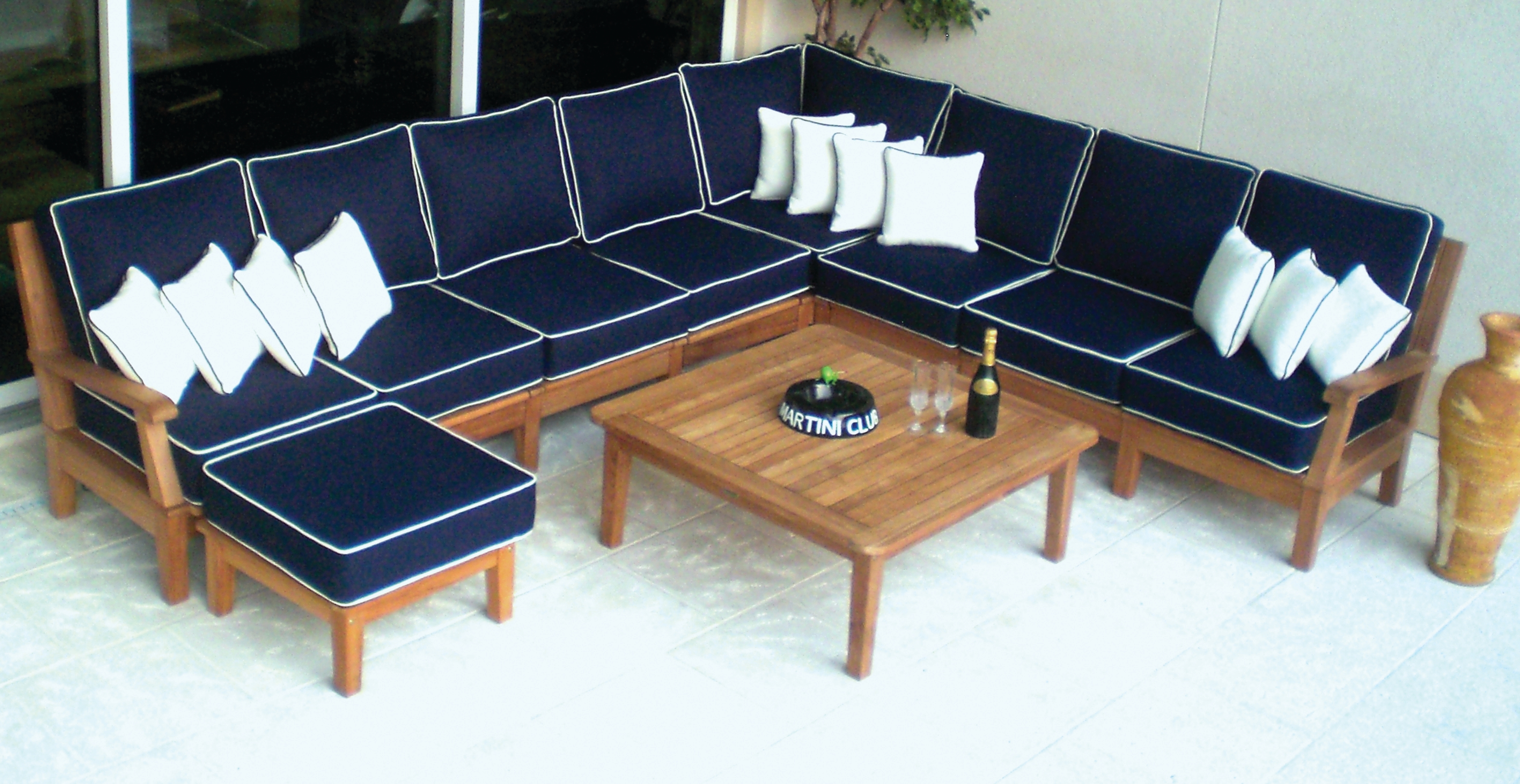 42" Sq. Teak Coffee Table w/Slat-Top