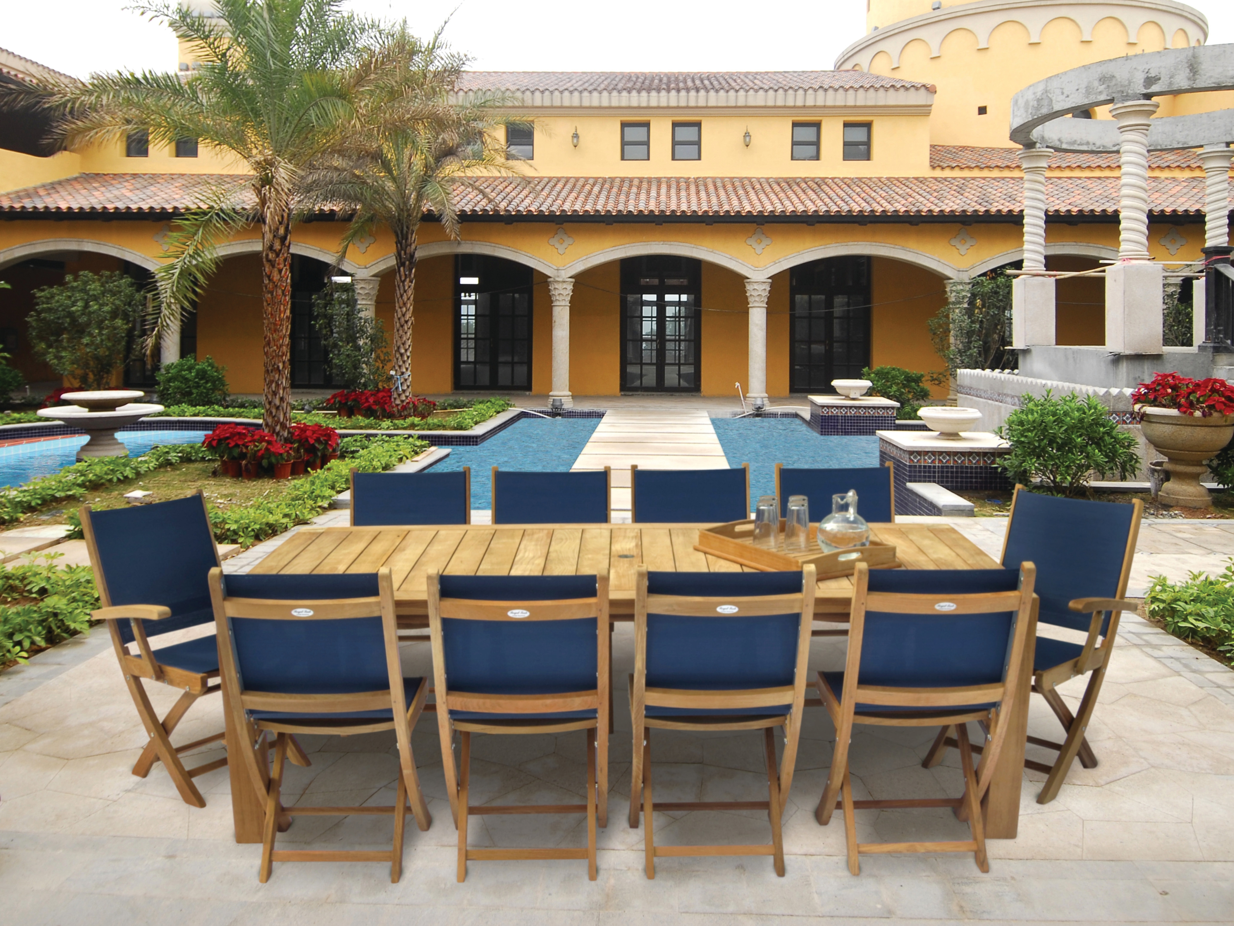 Sling Folding Dining Armchair - Navy